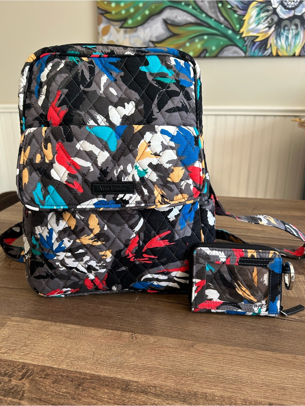 NWT Vera Bradley Quilted Backpack & ID Wallet Set - Retired Splash Floral Print